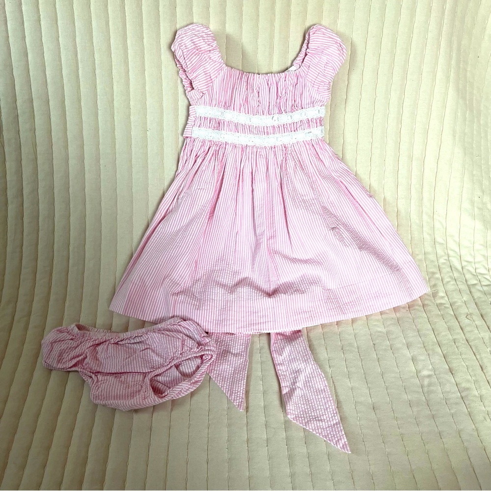 Ralph Lauren pink seersucker dress w/ bloomers 24 mos